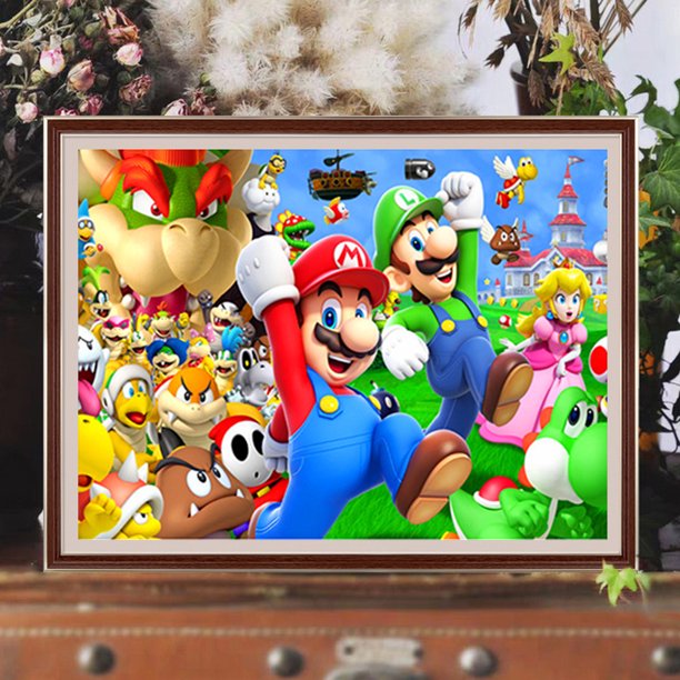 Cuadros Decorativos Kit de pintura por números DIY Mario Hand Oil Art Picture Craft Decoración de la pared del hogar Wdftyju embutido en tela