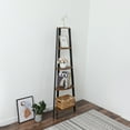 thumbnail image 2 of Gzxs Corner Shelf, 5 Tier Bookshelf, Industrial Corner Bookcase Plant Shelf for Bedroom, Living Room, Office, Kitchen, Display Shelf & Storage Ladder Corner Shelf, Rustic Brown, 2 of 9