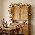 thumbnail image 4 of Guirlande Florale Artificielle, 180 cm, Fleurs Rouges et Jaunes avec Feuilles Vertes, Soie et Plastique Résistants aux UV, Décoration Suspendue Flexible pour Arches de Mariage, Clôture, Rampe d'Escalier, Présentoir de Patio, 4 of 6