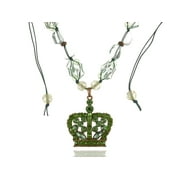Alilang Women?s Green Crystal Rhinestone Self Tie Royal Crown Pendant Necklace