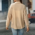thumbnail image 7 of Stichou Womens Boyfriend Shirts Casual Long Sleeve Button Down Oversized Waffle Knit Shacket Jacket Khaki S, 7 of 7