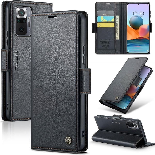 Funda tipo cartera Xiaomi Redmi Note 10 Pro Max con cierre magnético, RFID, tarjetero, soporte, carga inalámbrica
