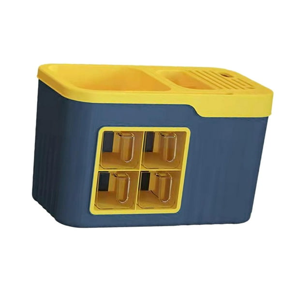 Caja de condimentos, accesorios, soporte para cuchillos de gran capacidad para condimentos de mesa y cocina azul amarillo 4 rejillas