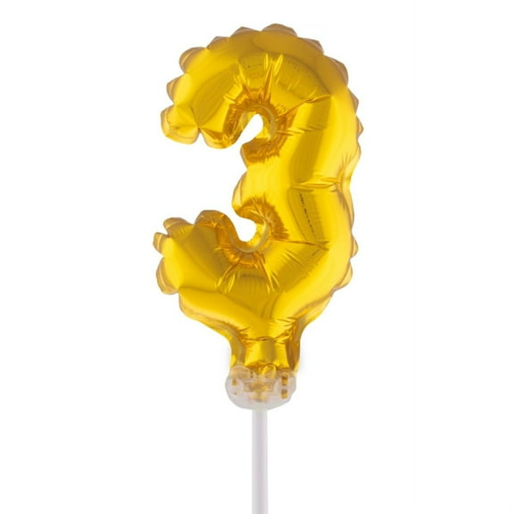 Balloon-Foil-Cake Topper-Number 3-5"-Gold