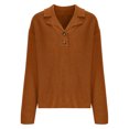 thumbnail image 5 of Amidoa Sweaters for Women Brown V-Neck Workout Long Sleeve Collared Casual Buttons Sweaters Womens Cardigan Sweaters S, 5 of 8
