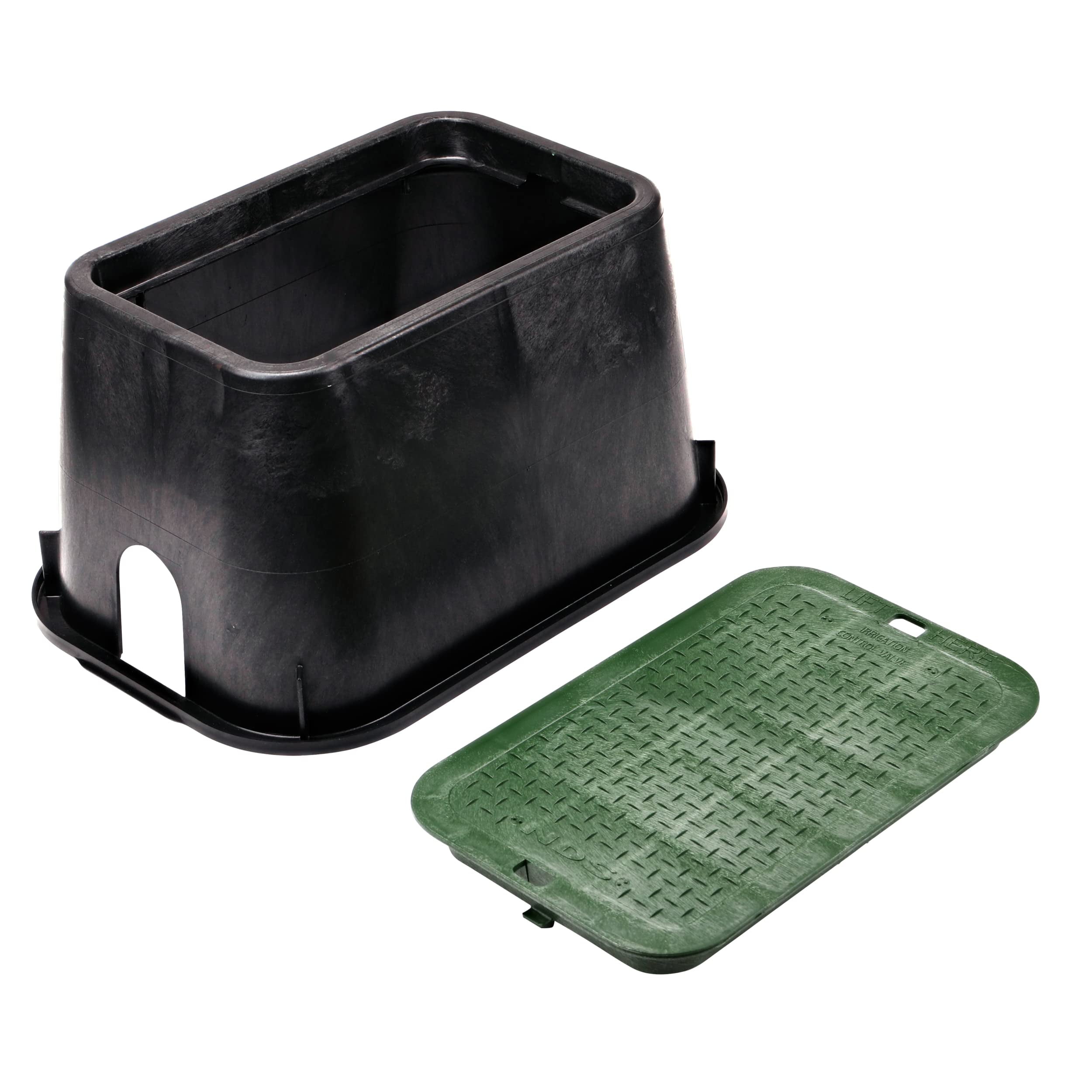 NDS D1000-SG Rectangle Valve Box with Drop-In Cover, 10-Inch by 15-Inch by 10-Inch, Black/Green CA1