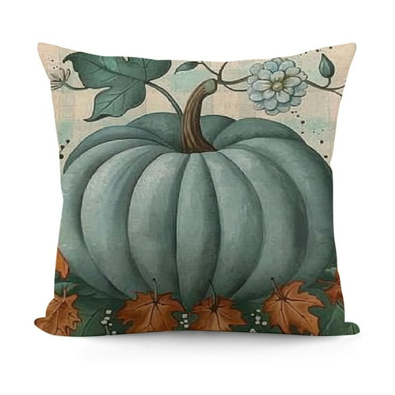 YINGXI Teal Pumpkin Eucalyptus Leaves Throw Pillow Cover 12x12in