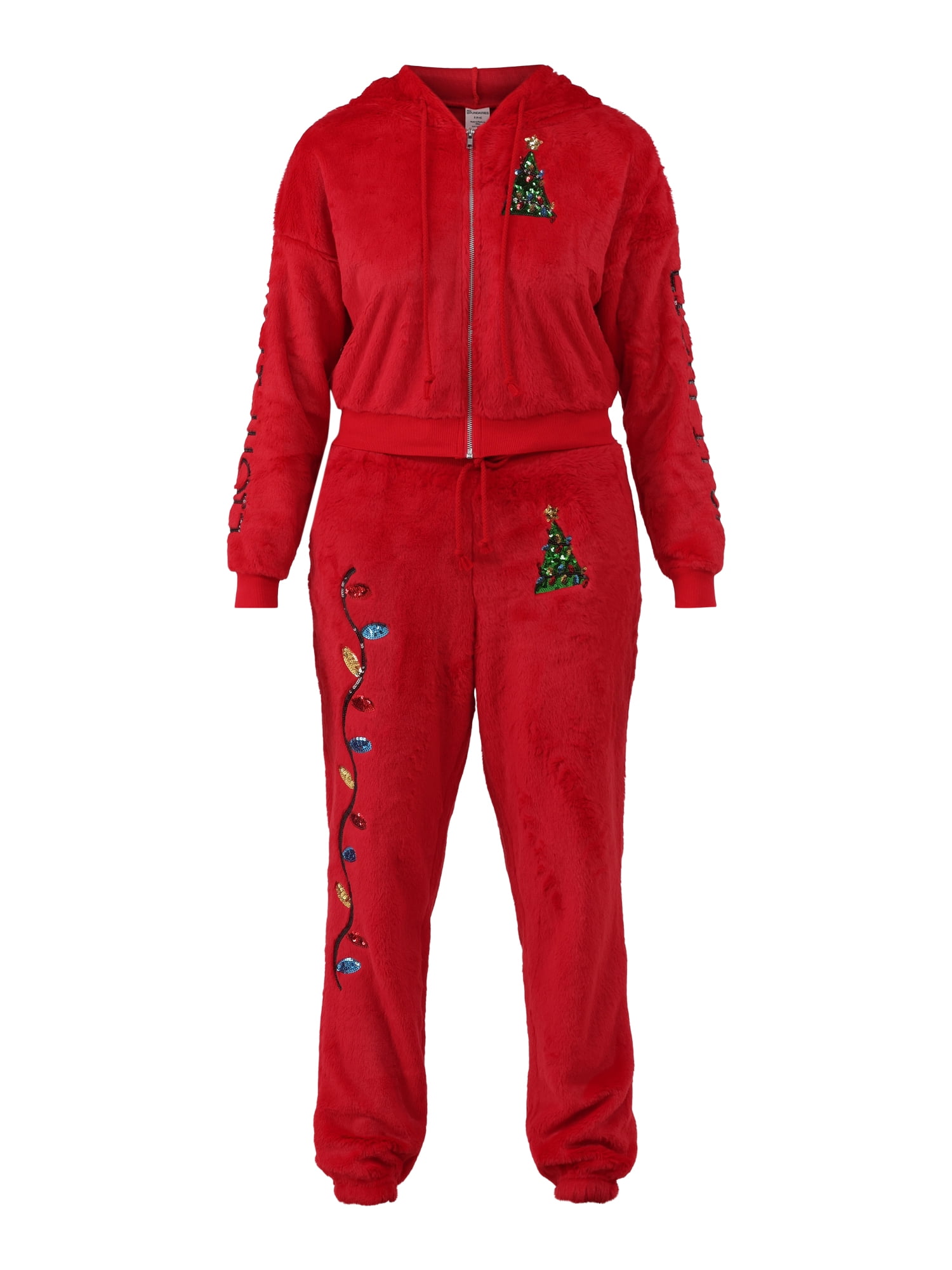 Velour Tracksuit Christmas Track Suit No Boundaries Womens Faux