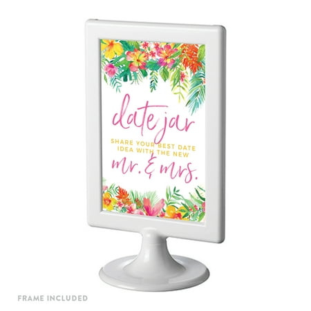 Tropical Floral Garden Party Party Signs, Date Jar Share Your Best Date, 4x6-inch, Includes (Best Sign Language App)