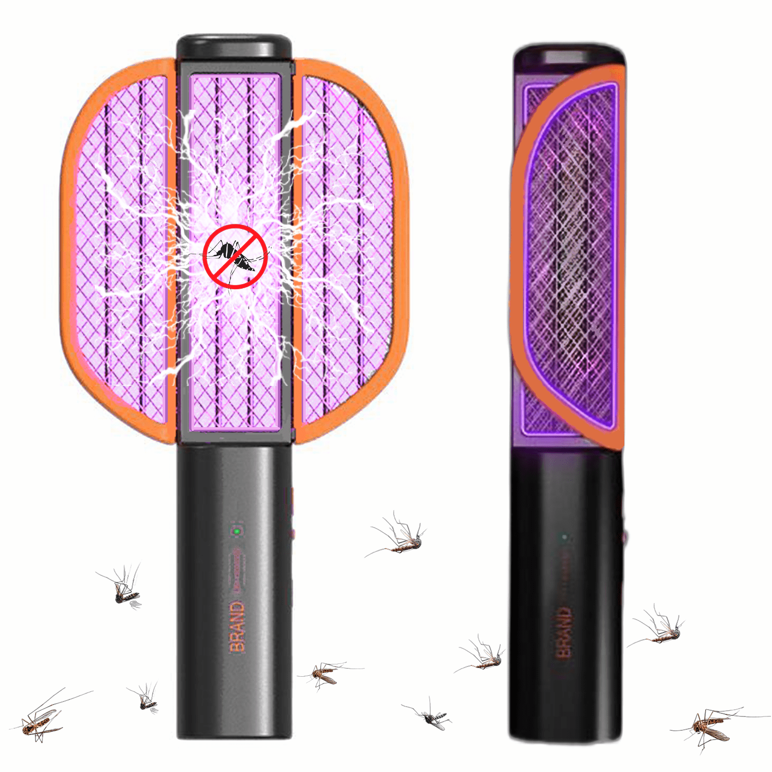 Foldable Bug Zapper Racket, Portable electric Fly and Mosquito Swatter, Handheld Insect Killer Racket, Mosquito Zapper for Indoor / Outdoor