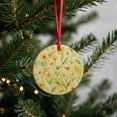 thumbnail image 3 of Buttercups Yellow Flowers Floral Christmas Tree Holiday Round Ceramic Ornament, 3 of 7