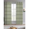 thumbnail image 2 of Sage Green Boho Sheer Curtains 63 Inch Length 2 Panels Set for Living Room/Bedroom, Vintage Ethnic Tribe Abstract Art Geometric Kitchen Curtains Grommet Curtains Window Treatments 42"x63"x2, 2 of 7