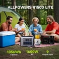 thumbnail image 3 of ALLPOWERS R1500 LITE Portable Power Station & 200W Solar Panel, 1056Wh LiFePO4 Solar Generator, 1600W AC Output, Fast Charging for Home Backup, Camping, RV, 3 of 14
