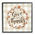 thumbnail image 2 of Give Thanks Neutral Plaid Autumn Leaves Wreath Inspirational Graphic Art Framed Art Print Wall Art, 2 of 5