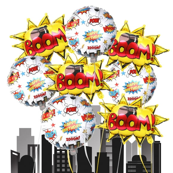 Globos de aluminio con diseño de superhéroes Locolor para decoración de fiestas, 45 cm, 8 unidades