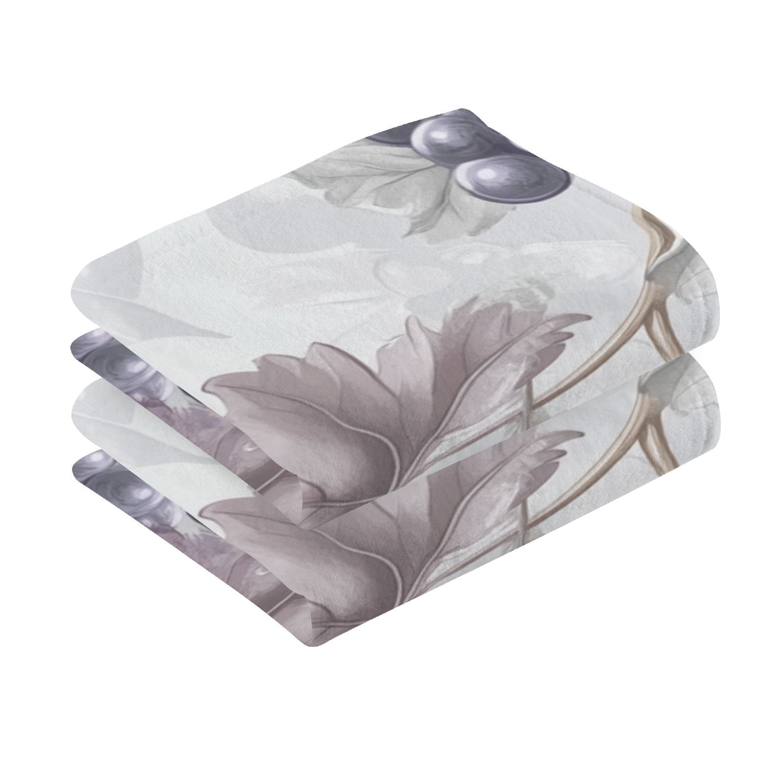 Purple Grapes Leaves Hand Towels Cotton Bath Towels Large Face Towels Absorbent for Bathroom 2 Packs