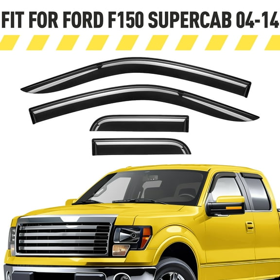 AEROGUYS Tape-On Window Deflectors Extra Durable Window Visors Rain Guards Fit for Ford F-150 2004-2014 SuperCab, Sun Visors, Wind Deflectors, Vent Visors, Truck Accessories - 4pcs. AG0042