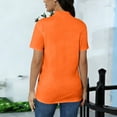 thumbnail image 2 of Helii Women's Tops Mock Neck Solid Color Embroidered Short Sleeve T-Shirt Loose Soft Basic Tops Dressy Casual Summer Daily Outfits Orange S, 2 of 7