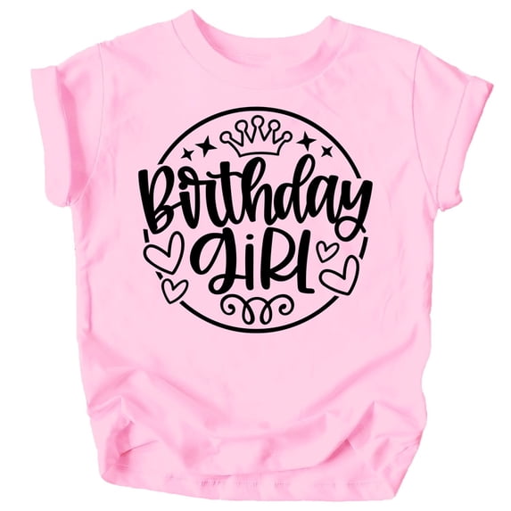 Olive Loves Apple Birthday Girl Crown Shirt for Baby & Toddler Youth Girls Black on Pink Shirt 3T