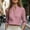 Pink, variant on Women's Band Collar 3/4 Sleeve Blouse with Notched V-Neck Opening and Clean Minimalist Design, Relaxed Fit Soft Polyester Casual Office Top for Summer Workdays