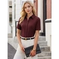 thumbnail image 4 of MOYIKO Womens Button Down Shirts Stretch Short Sleeve Dress Shirts Business Work Fitted Collared Office Basic Blouse, 4 of 7