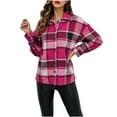 thumbnail image 2 of Patlollav Womens Coat Plus Size Plaid Lapel Cardigan Long Sleeve Hoodless Jacket, 2 of 6