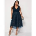 thumbnail image 4 of Women's Plus Size V Neck Sleeveless Sequin Cocktail Party Midi Dress, 4 of 4