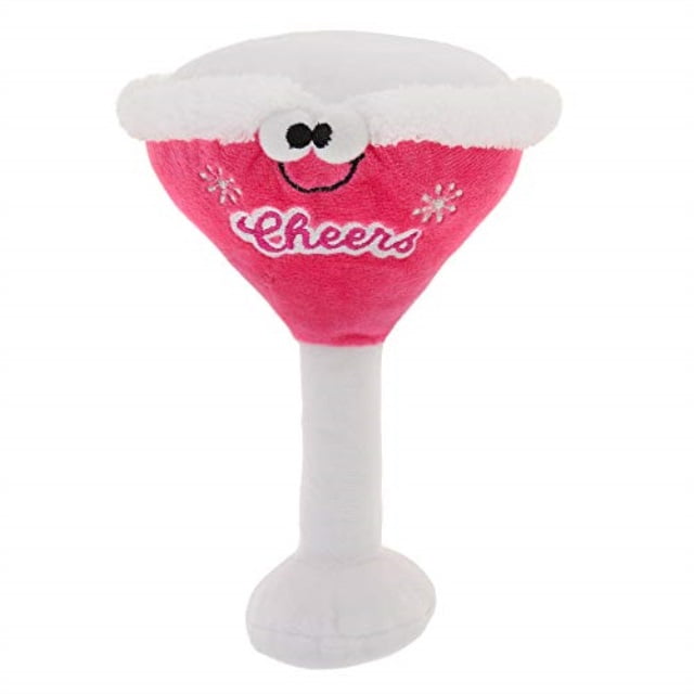 top paw holiday party martini plush, squeaker dog toy medium
