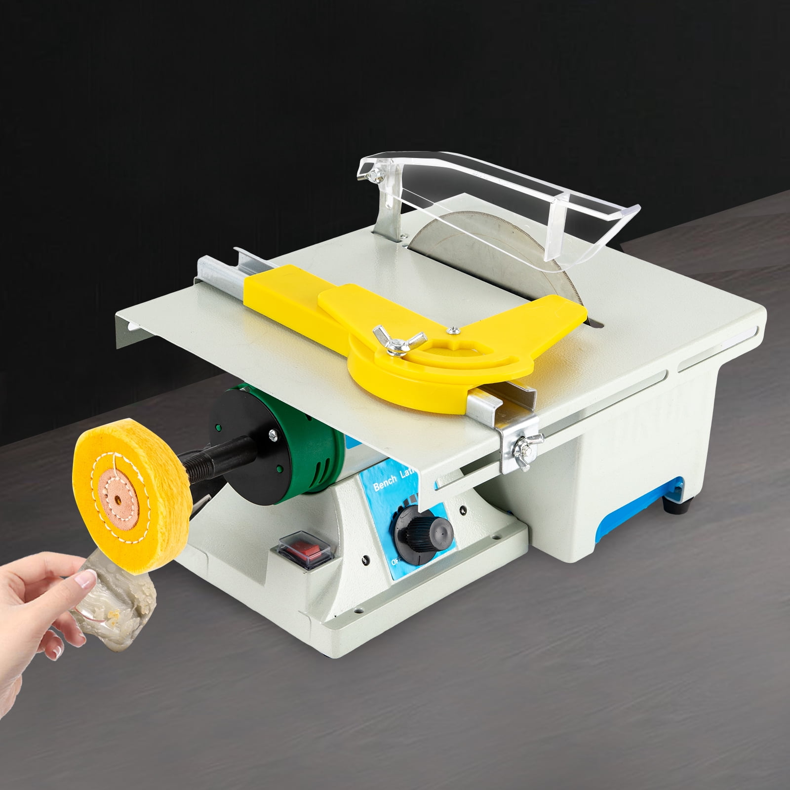 Dwellnix Table Saw 5-in-1 Bench Grinder with 750W Copper Motor, 6" Saw Blades, Adjustable Speed, Ideal for Polishing, Cutting, Grinding, and Carving