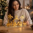 thumbnail image 7 of Lilixerw Gold Nativity Scene Figurine, Acrylic Mirror Tabletop Decor with Palm Trees on Clear Base, Religious Holiday for Christmas Mantel Home Decorations, 7 of 7
