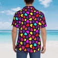 thumbnail image 4 of Honeii Colorful Hearts Print Men’s Hawaiian Shirt,Classic Button-Down Short Sleeve Shirt, for Beach, Vacation, and Outdoor Activities,XX-Large, 4 of 7