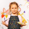 thumbnail image 2 of Colorful Games Retro Black Pattern Kids Aprons for Girls and Boys,Adjustable Neck Strap Toddler Aprons for Kids Cooking Baking, 2 of 3