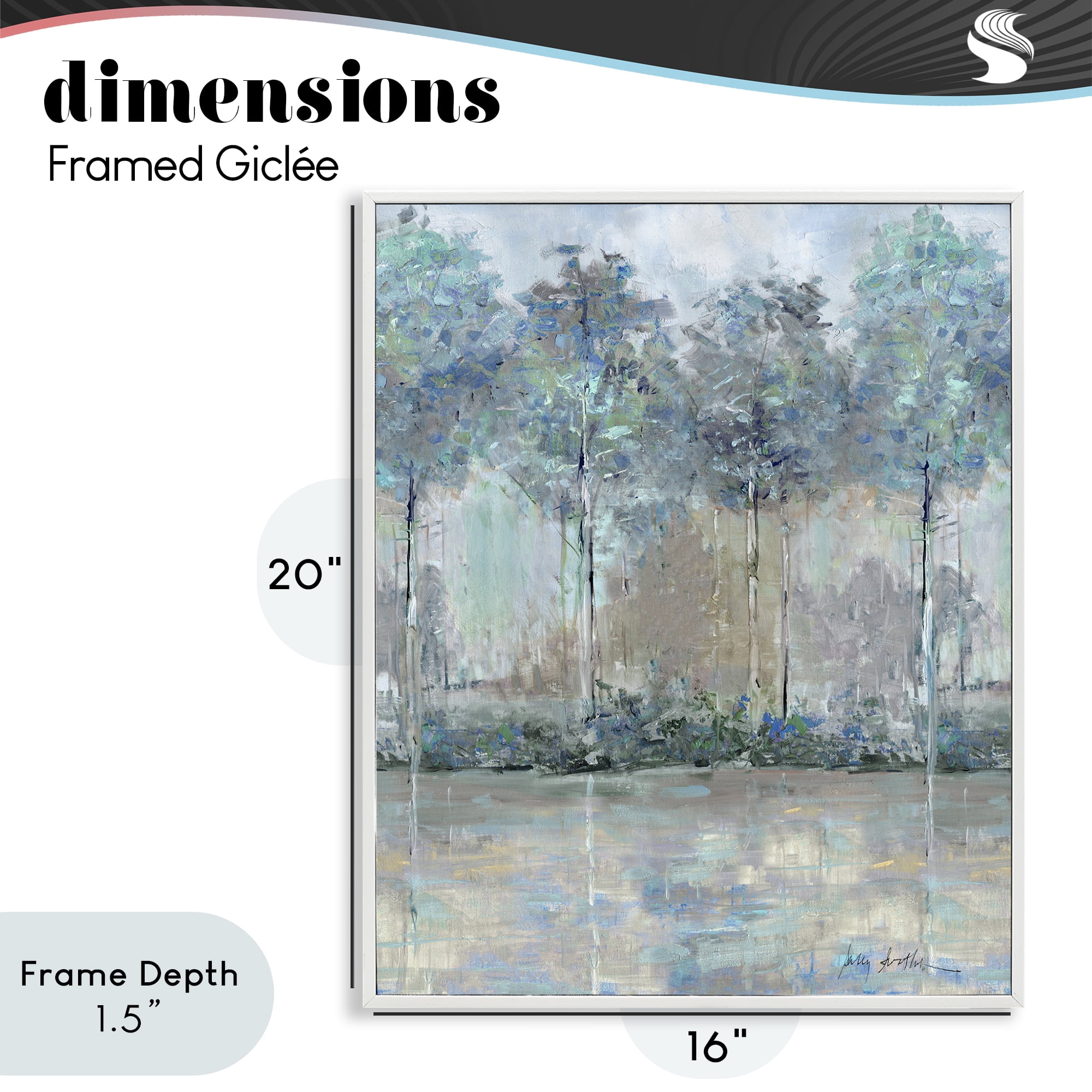 Stupell Industries Subdued Impression of Trees White Framed Giclee Art, design by Sally Swatland