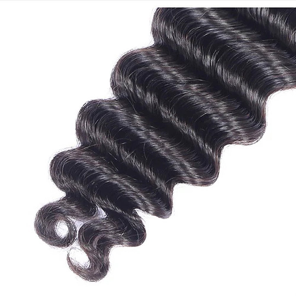 Deep Wave Human Hair Brazilian Bundles - 3 Bundles, 22 24 26 Inch, 100% Unprocessed Virgin Hair, Curly Waves, Wet & Wavy, for Black Women