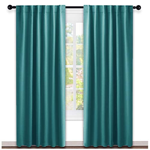 Nicetown Patio Blackout Curtains And Draperies Sea Teal Color 52 Inches Wide By 95 Long Set Of 2 Panels Thermal Insulated Window Drape For Living Room Nicetown Patio Blackout Curtains And