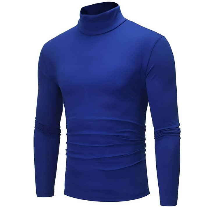 fluweel Tien jaar Broederschap Colisha Basic Holiday T-shirt for Men Slim Fit High Neck Tee Comfy Long  Sleeve Tops Royal Blue 3XL - Walmart.com