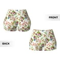 thumbnail image 3 of Sigee Birds And Flowers Print Women's High Waist Workout Shorts - Squat Proof, Tummy Control, Yoga and Gym Activewear-Small, 3 of 9