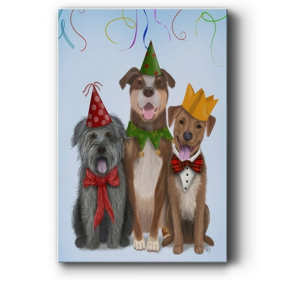 Christmas Party Mutts- Gallery Wrapped Canvas