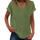 thumbnail image 1 of Vestidos Casuales Para Mujer, Blusas De Mujer De Moda Suéter de mujer de color liso de imitación de lino y lino con hombros descubiertos y cuello en V de manga corta a la moda, 1 of 5