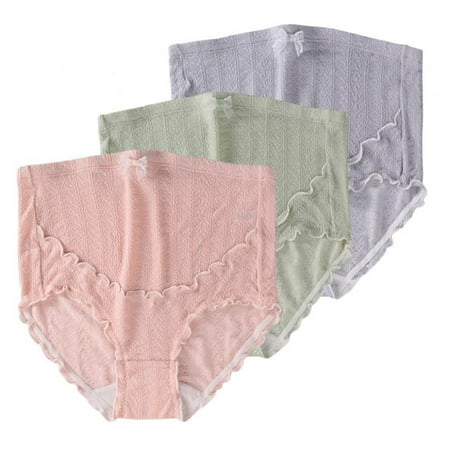 

3-Pack High Waist Maternity Lace Panties Pregnant Ruffled Trim Cotton Underwear Pregnancy Briefs