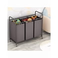 thumbnail image 3 of Heavy Duty 3-Bag Rolling Laundry Sorter Cart with Lockable Wheels & Removable Bags for Home Organization. Perfect Gift For 2026!, 3 of 11
