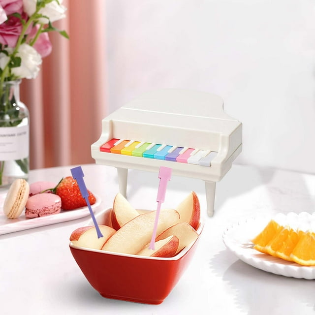 Fufafayo Piano Fruit Forks, Cute Dessert Forks, Household Fruit Pick, Plastic Mini Forks for Fruit, Dessert or Appetizer, Fun Piano Design for Party, Picnic or Snack Time