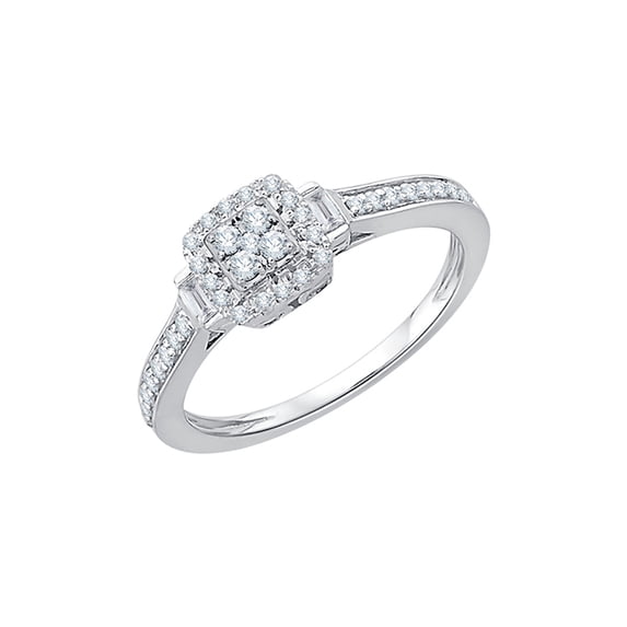 KATARINA Round and Baguette Cut Diamonds Anniversary Ring in 14K White Gold (2 1/2 cttw, G-H, I2-I3)