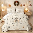 thumbnail image 2 of Erosebridal Watercolor Snowflakes Quilt Full 3-Piece,Winter Christmas Full Bedspread Sets,Khaki,1 Coverlet and 2 Pillowcases, 2 of 7