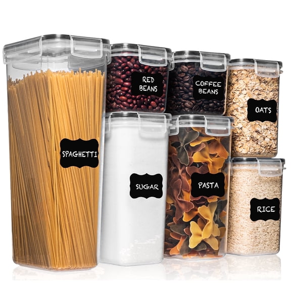 Shazo 7PC Food Storage Containers with Lids, Airtight Food Storage Containers Set for Pantry Organization, BPA Free Kitchen Canisters for Flour Sugar Pasta Cereal, Stackable Kitchen Storage Container