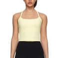 thumbnail image 2 of KIHOUT Women's Solid Color Halter Neck Crop Tank Top with Built-in Bra Pads Quick Dry Activewear for Yoga Running, 2 of 9