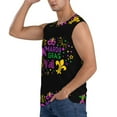 thumbnail image 3 of Goofa Mardi Gras with Flamingo Printed Men's Sleeveless T-Shirt - Athletic Gym Workout Tank Top for Men - Moisture-Wicking, UPF 30+ Quick-Dry Muscle Tee-Large, 3 of 8