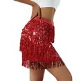 thumbnail image 2 of Gupgi Women Sequins Fringe Skirt, Glitters Tassel Mini Skirt for Dance Rave Party, 2 of 9