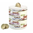 thumbnail image 1 of Owls Piggy Bank, Owls on the Tree Branches Sitting in Horizontal Line Friendship Event Themed Art, Ceramic Coin Bank Money Box for Cash Saving, 3.6" X 3.2", Multicolor, by Ambesonne, 1 of 4