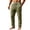 AS19_Army Green, variant on Men's Casual Linen Pants Elastic Waist Drawstring Summer Beach Trousers with Pockets Lightweight Straight Leg Slacks Black S